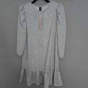 Heather Gray Ruffle-Hem Sweatshirt Dress